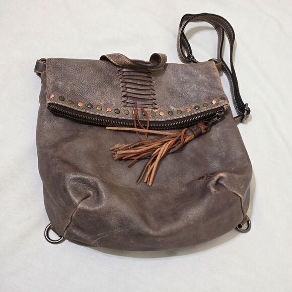 Patricia Nash Luzille Convertible Backpack Heavy Washed Distressed Cloudy Gray - Picture 1 of 12